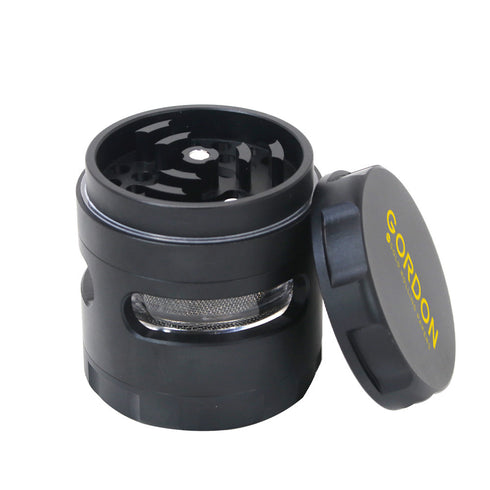 Gordon 5 Pieces Aluminum Alloy Herb Grinder, 61 mm Smoker Grinder with Window, Black Easy Clean Herb Grinders